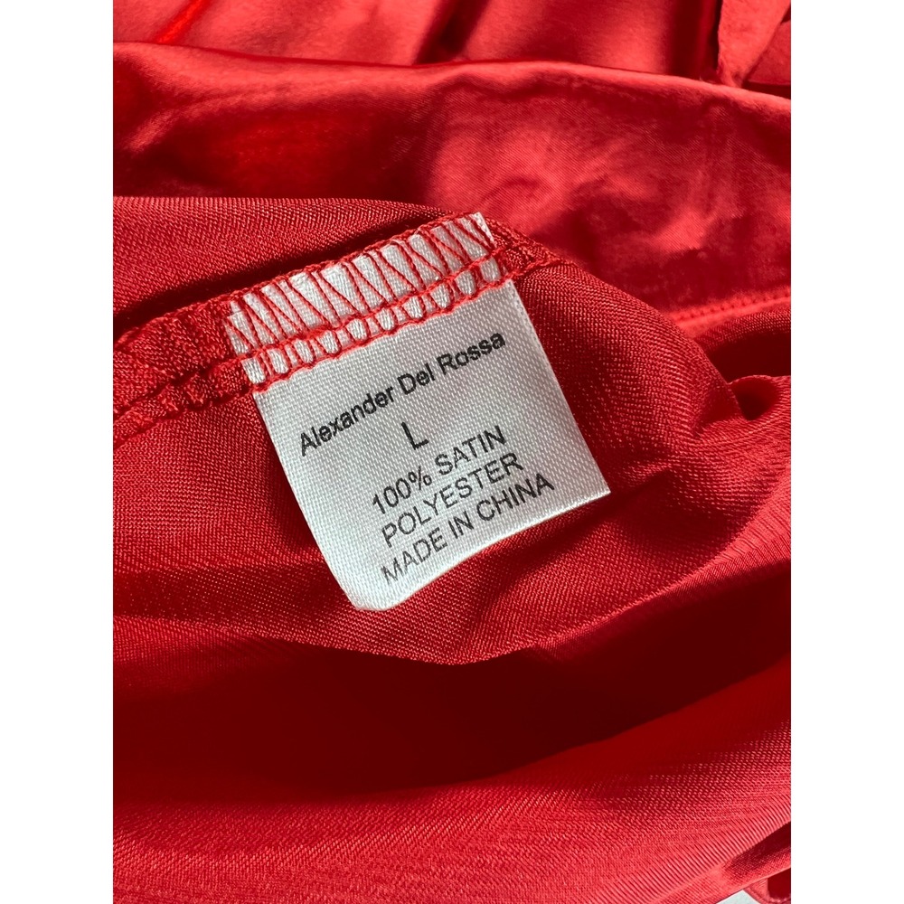 ALEXANDER DEL ROSSA 3pc Pajama Set Women L Red Satin Button Down Sleepwear NWT - Picture 4 of 13